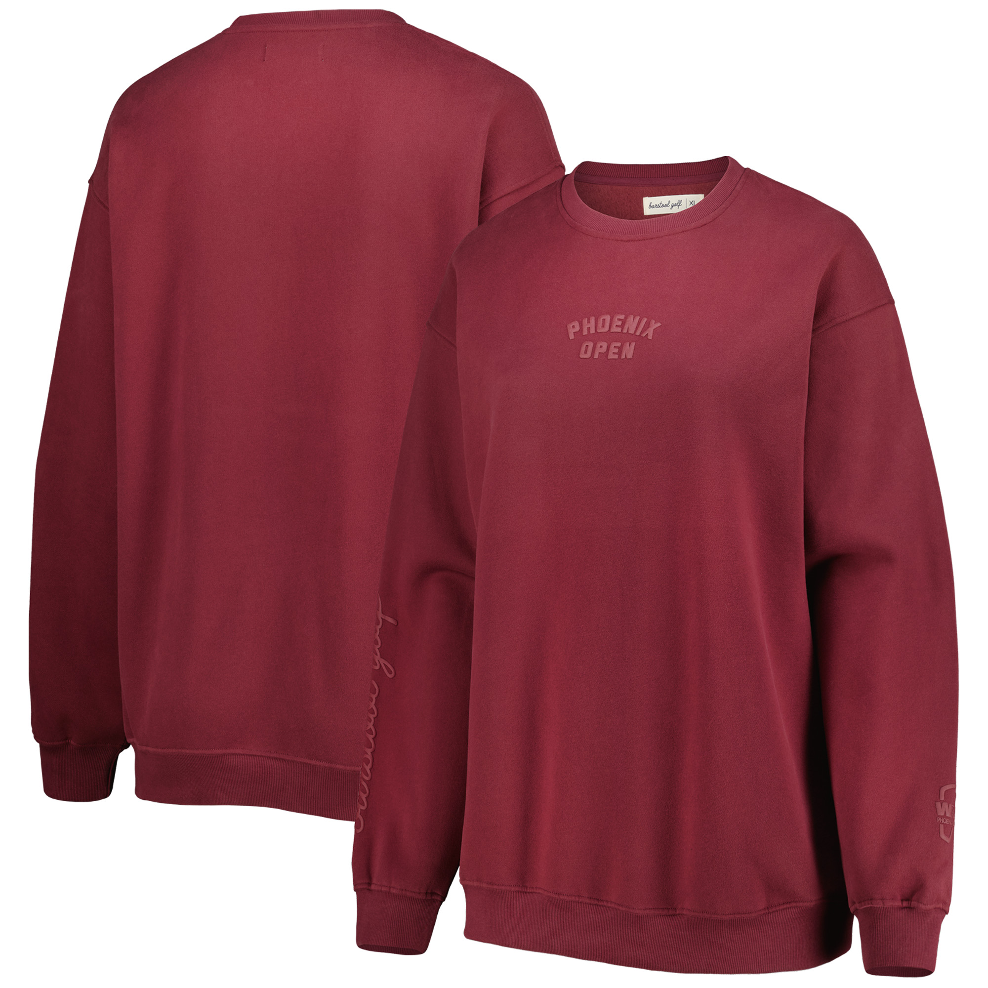 Women’s Barstool Golf Maroon WM Phoenix Open Oversized Crewneck Sweatshirt