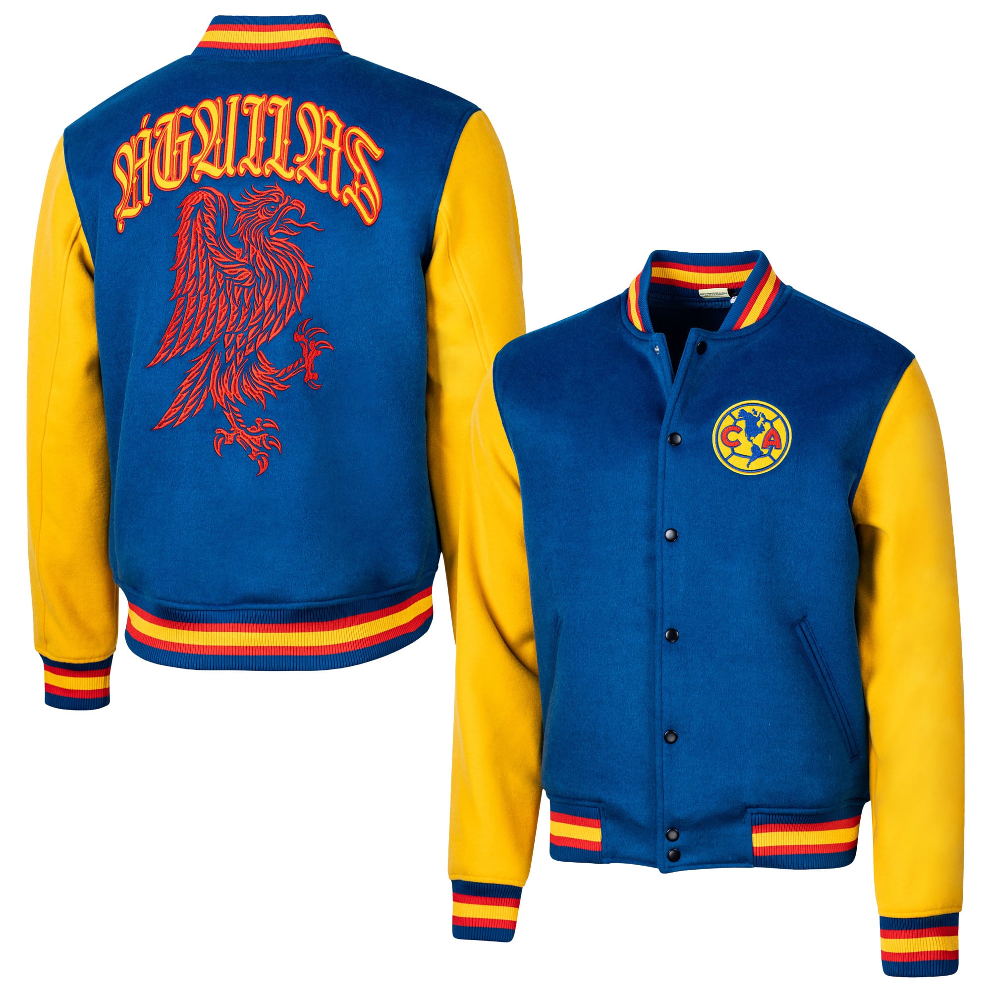Men's Sport Design Sweden  Royal Club America Free Kick Wool Varsity Jacket