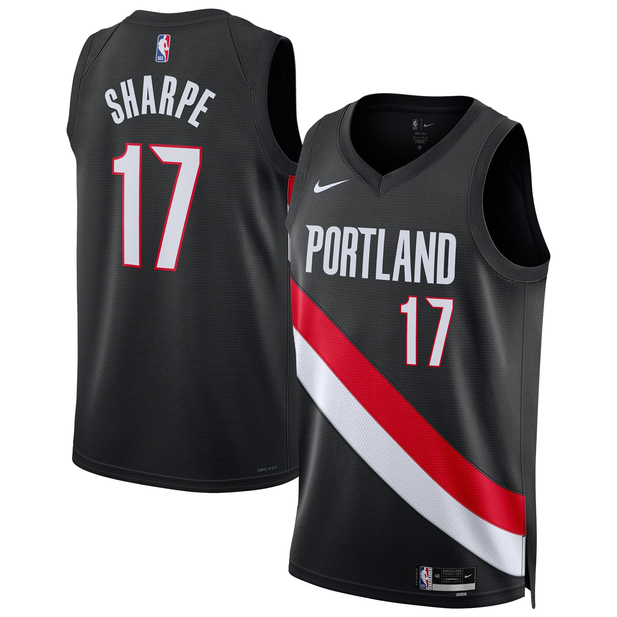 Unisex Nike Shaedon Sharpe Black Portland Trail Blazers Swingman Jersey - Icon Edition