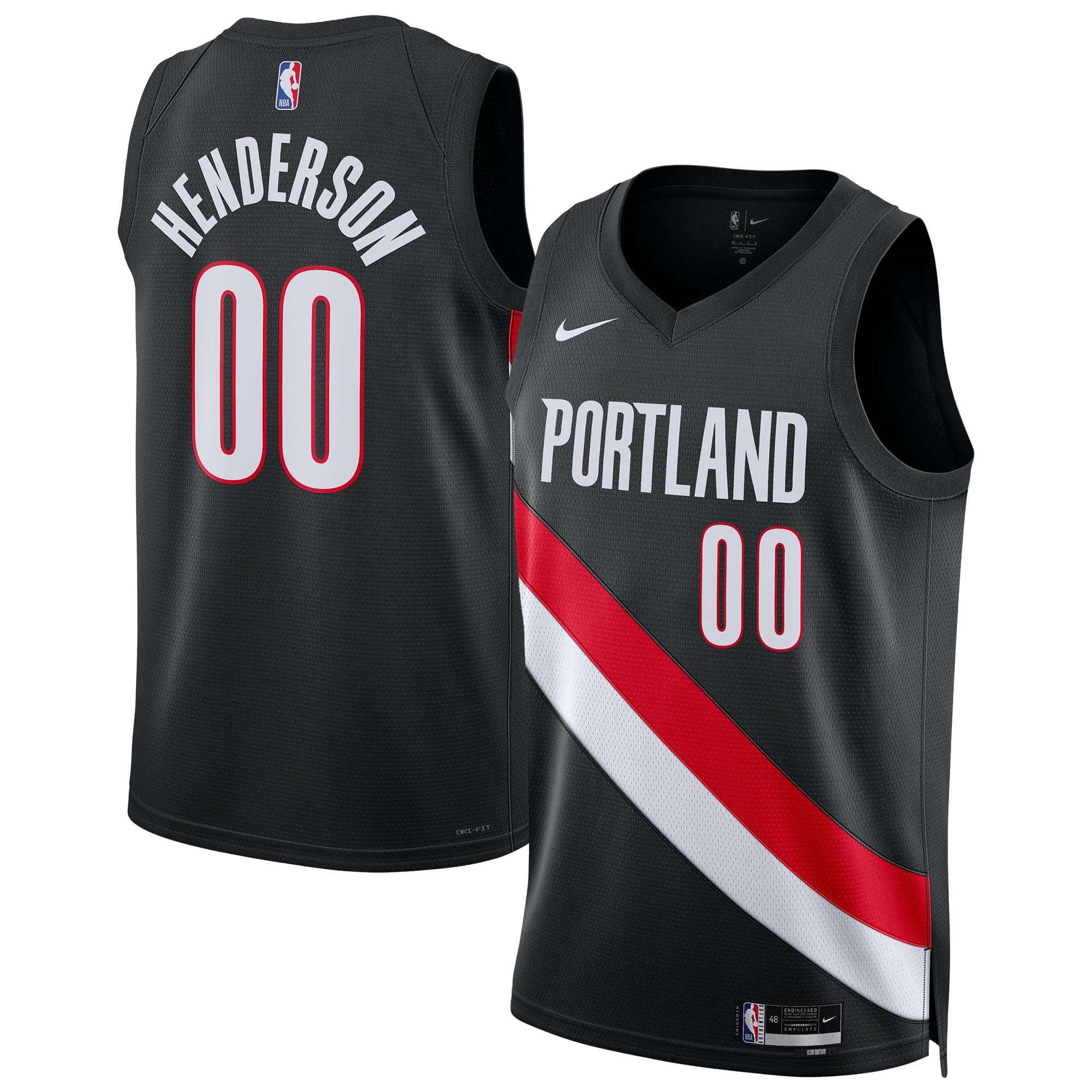 Unisex Nike Scoot Henderson Black Portland Trail Blazers Swingman Jersey - Icon Edition
