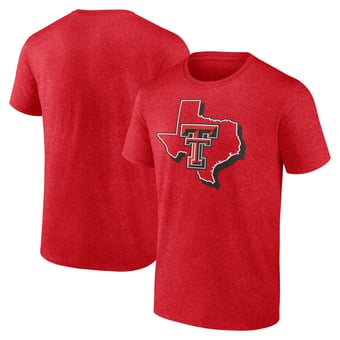 Men's Red Texas Tech Red Raiders Inlay State Fade Tri-Blend T-Shirt