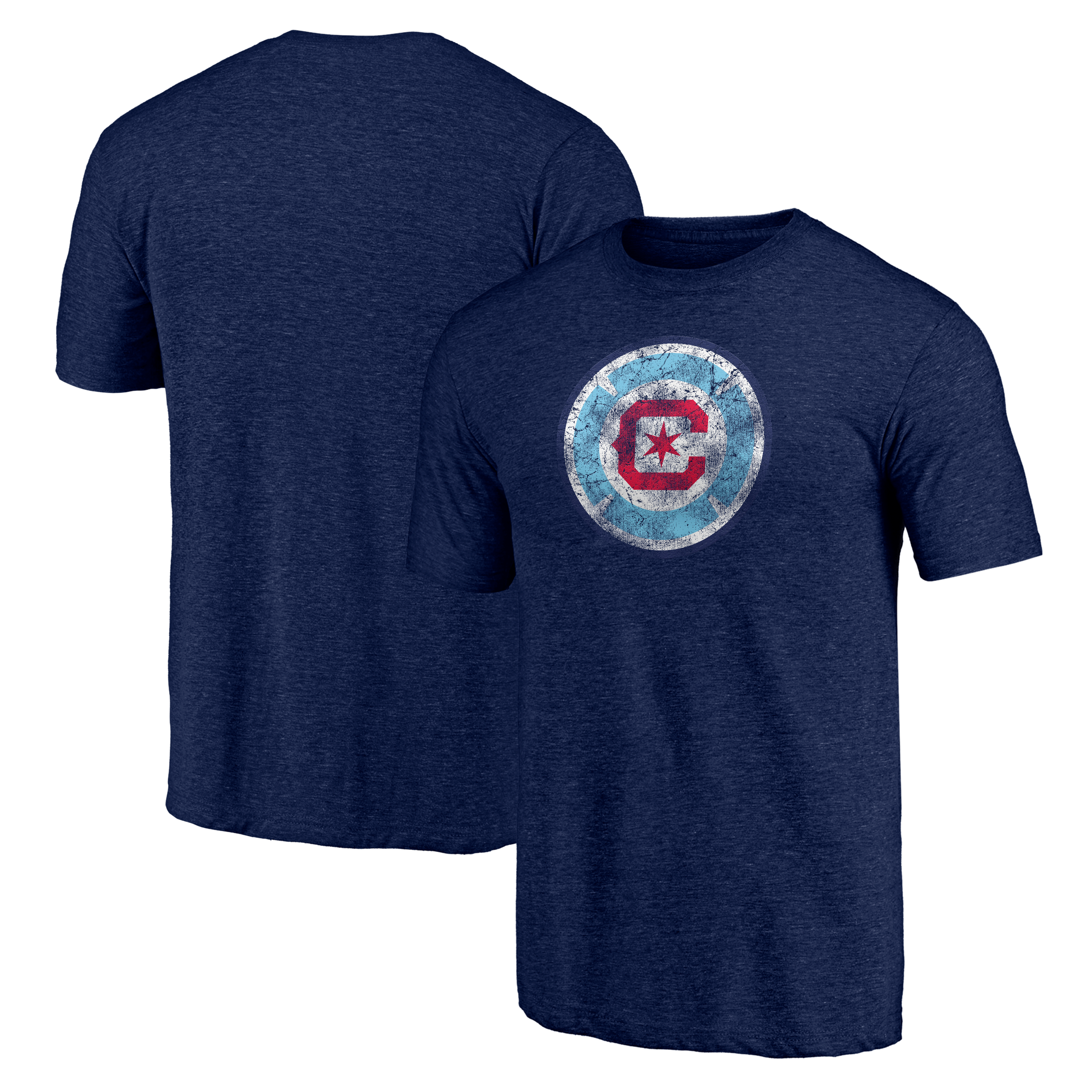 Men's Navy Chicago Fire Distressed Vintage Primary Tri-Blend T-Shirt