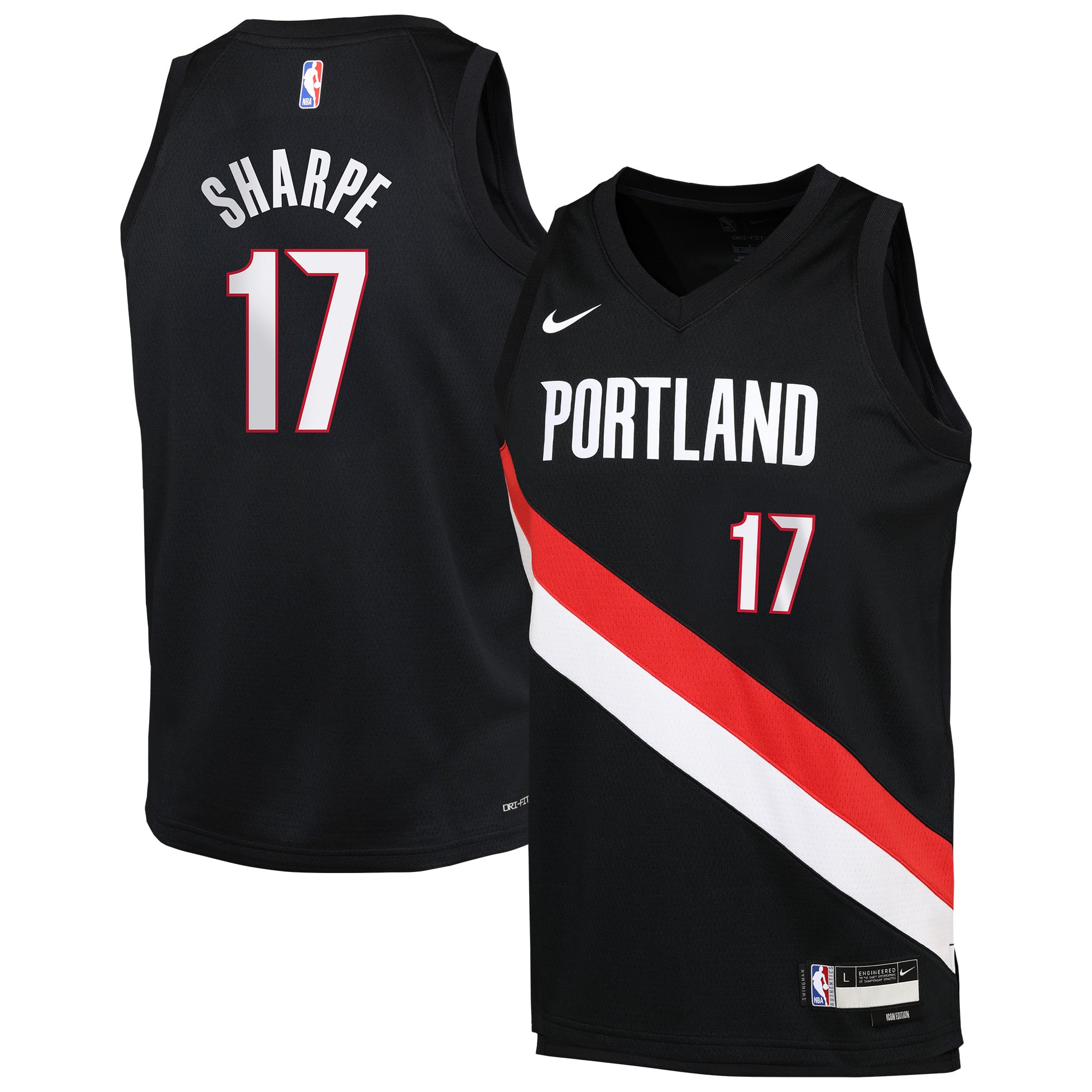 Youth Nike Shaedon Sharpe Black Portland Trail Blazers Icon Edition Swingman Jersey