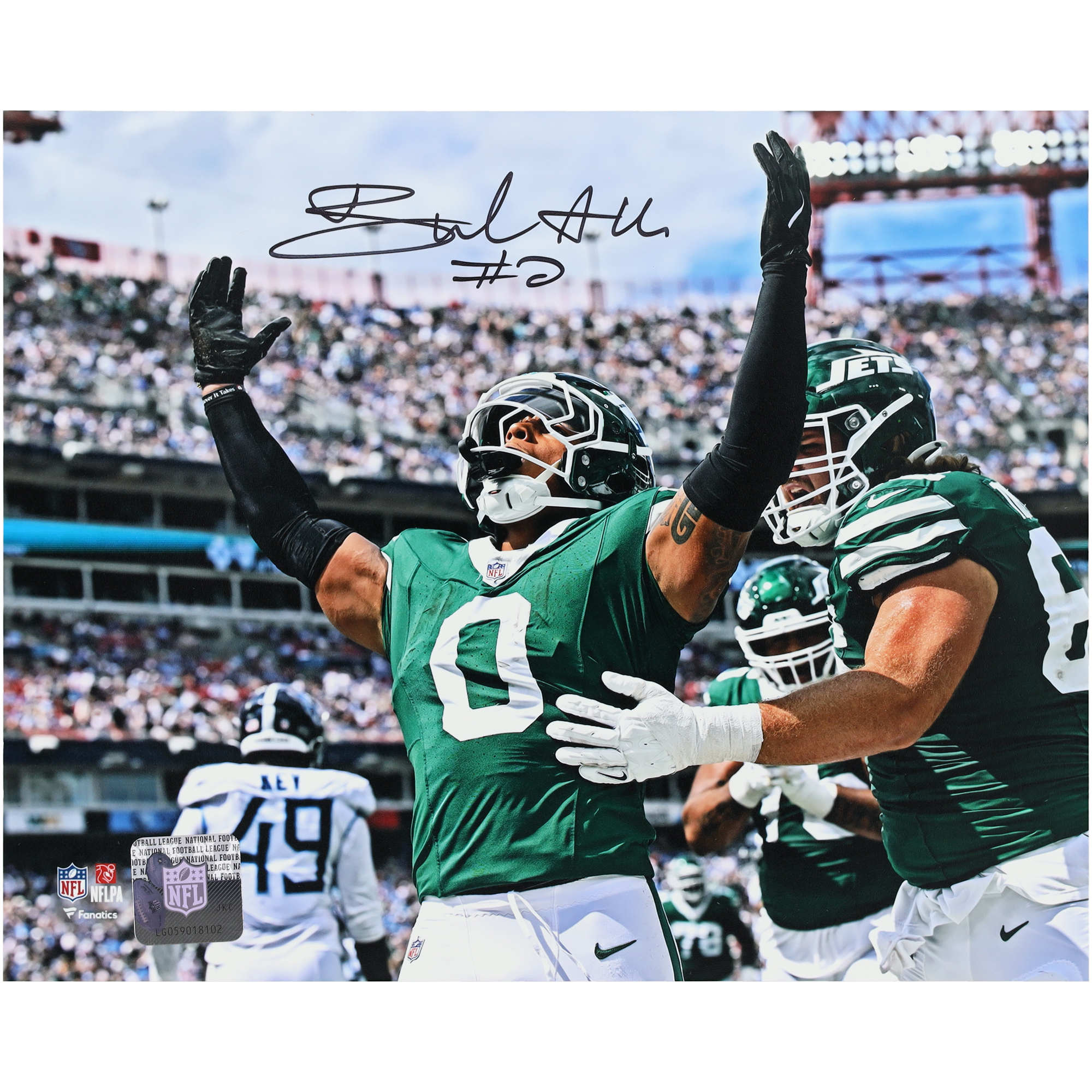 Braelon Allen New York Jets Autographed 8" x 10" 1st Touchdown Celebration Photograph