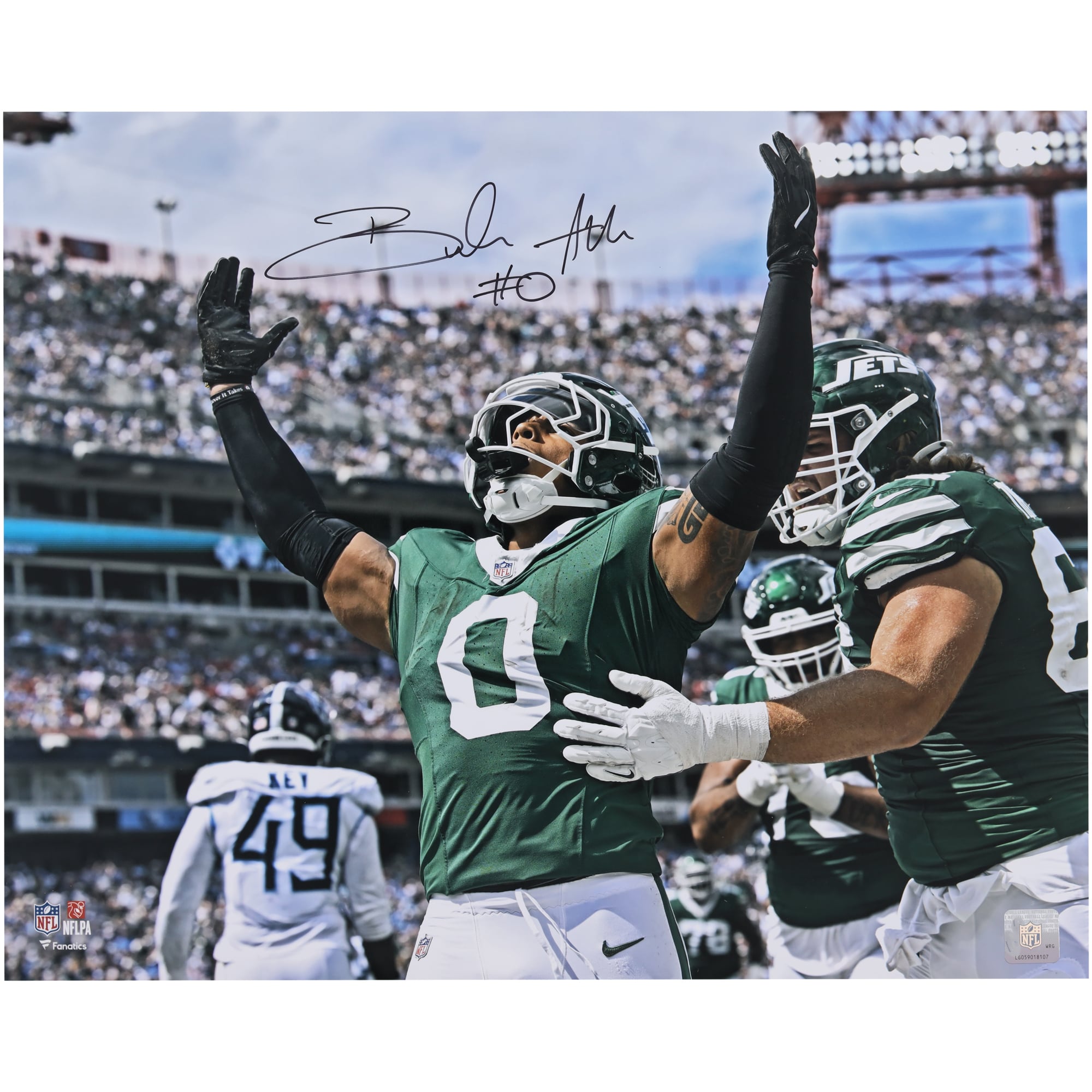 Braelon Allen New York Jets Autographed 16" x 20" 1st Touchdown Celebration Photograph