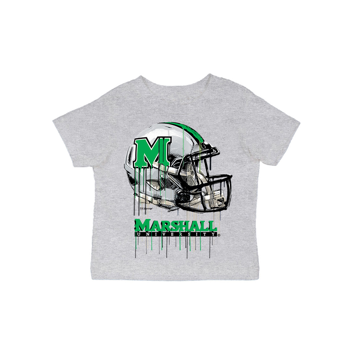Infant Vive La Fete Gray Marshall Thundering Herd Dripping Football Helmet T-Shirt Infant Vive La Fete Gray Marshall Thundering Herd Dripping Football Helmet T-Shirt