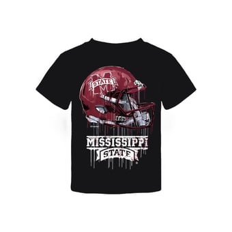 Toddler Vive La Fete  Black Mississippi State Bulldogs Dripping Football Helmet T-Shirt