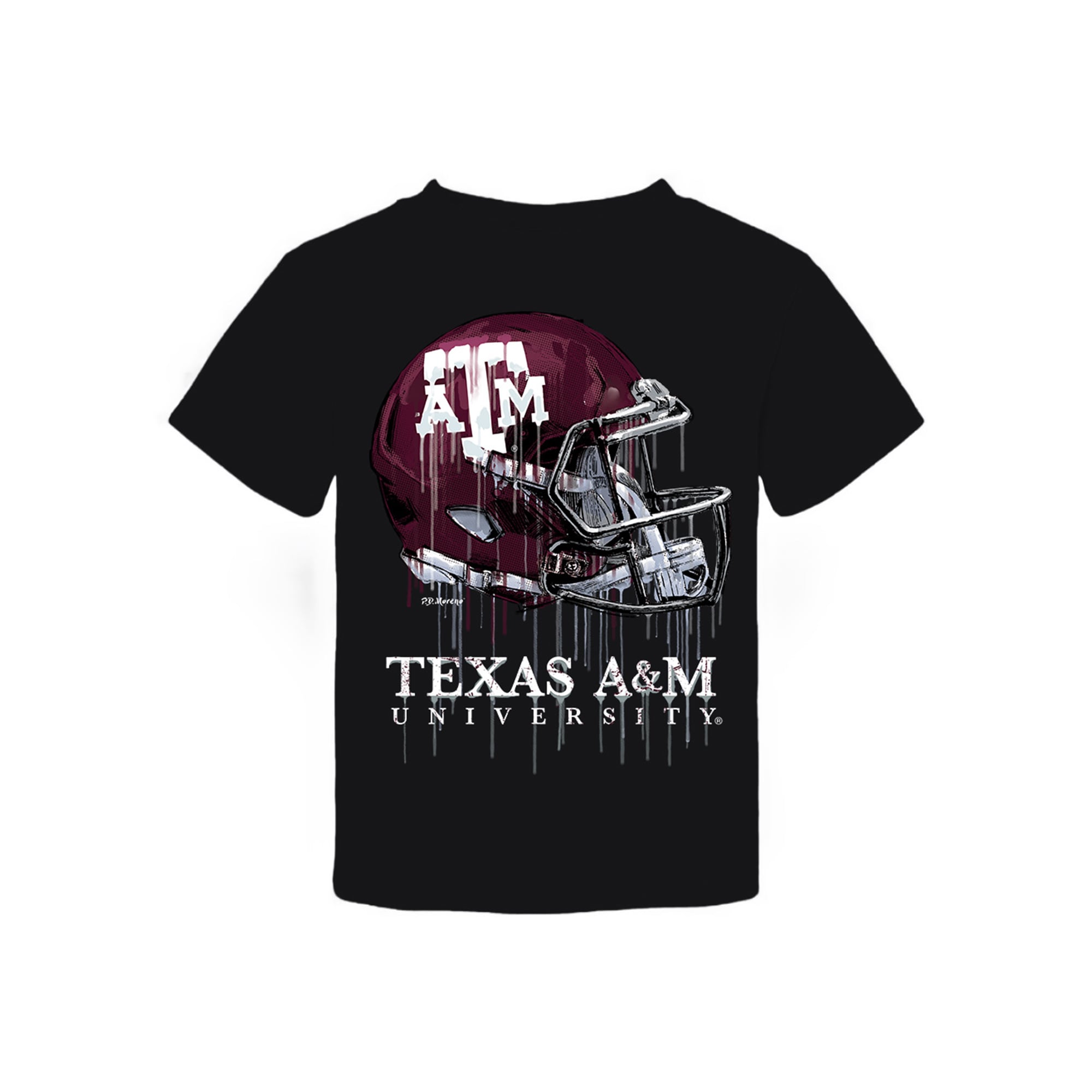 Toddler Vive La Fete Black Texas A&M Aggies Dripping Football Helmet T-Shirt