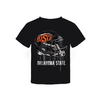 Toddler Vive La Fete  Black Oklahoma State Cowboys Dripping Football Helmet T-Shirt