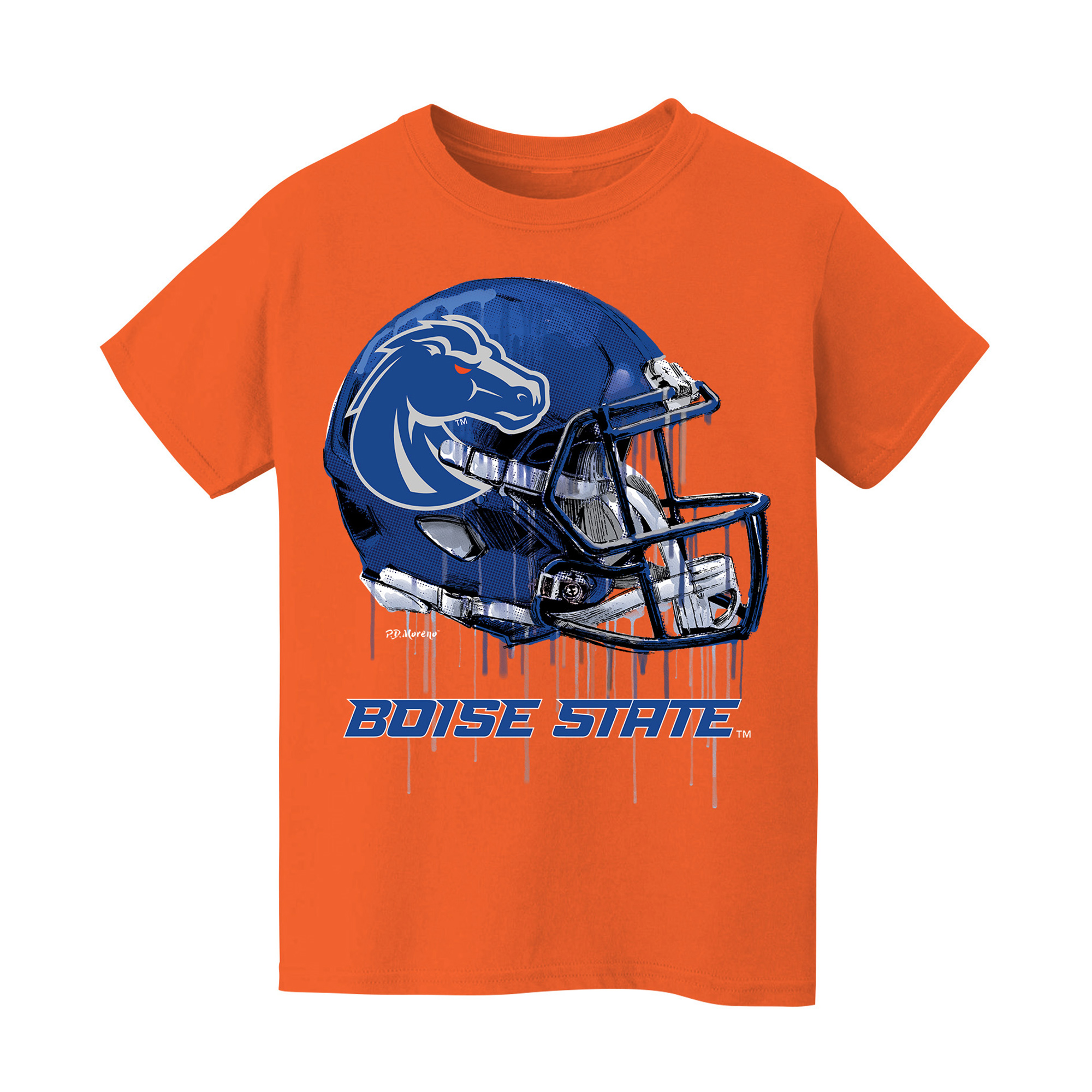 Youth Vive La Fete Orange Boise State Broncos Dripping Football Helmet T-Shirt Youth Vive La Fete Orange Boise State Broncos Dripping Football Helmet T-Shirt