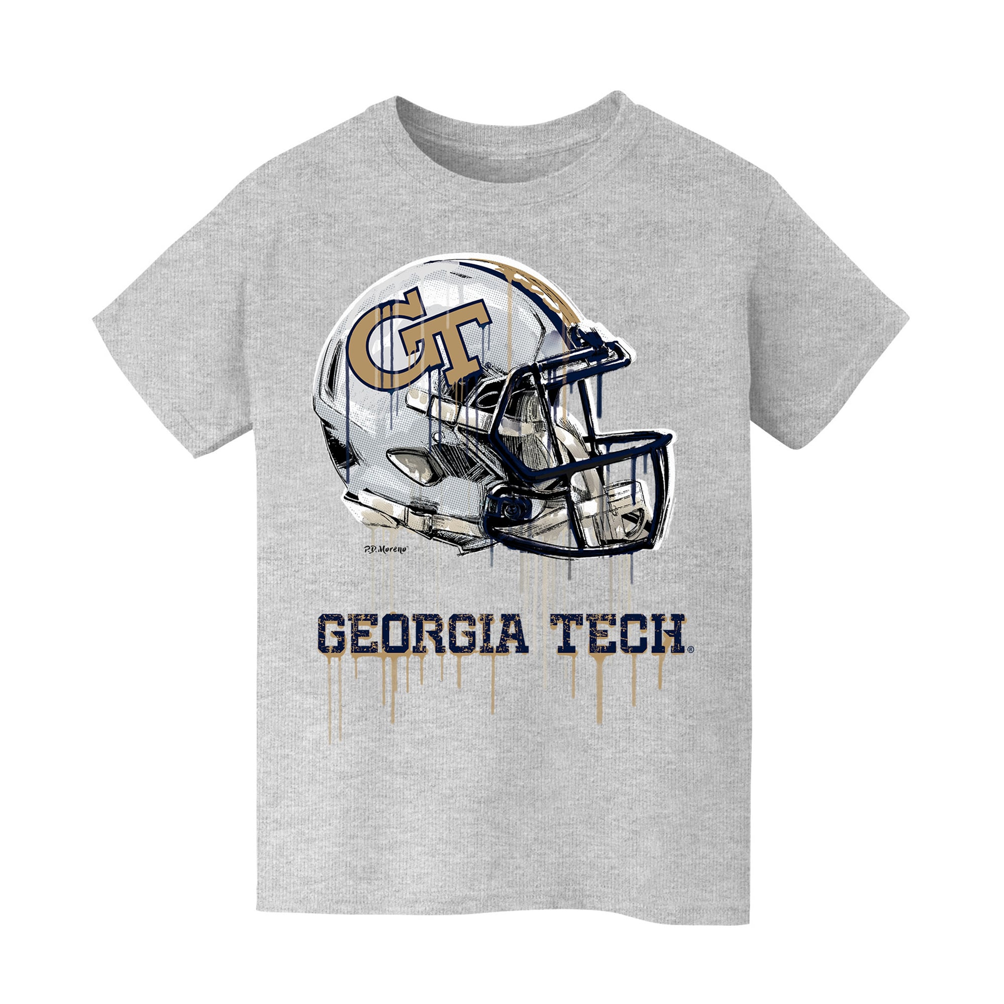 Youth Vive La Fete  Heather Gray Georgia Tech Yellow Jackets Dripping Football Helmet T-Shirt