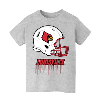 Youth Vive La Fete  Heather Gray Louisville Cardinals Dripping Football Helmet T-Shirt