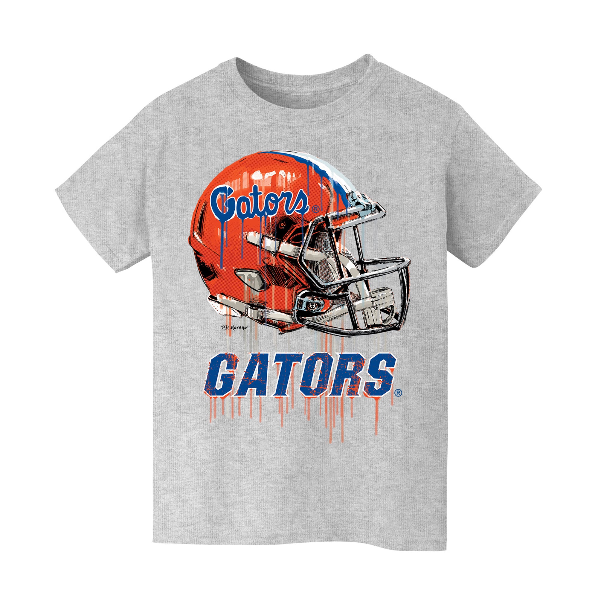Youth Vive La Fete Heather Gray Florida Gators Dripping Football Helmet T-Shirt