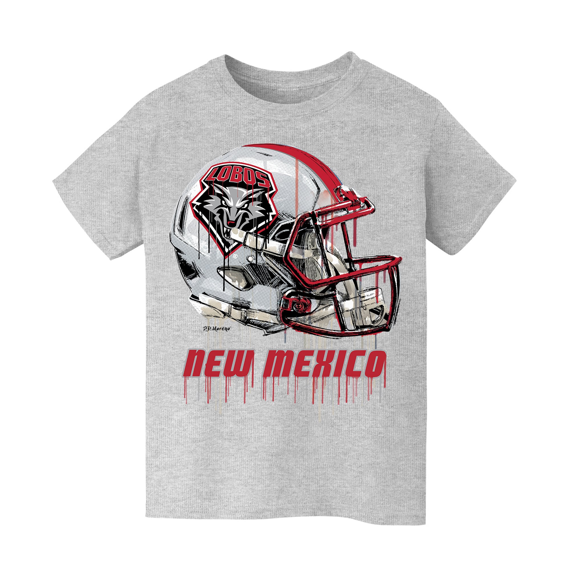 Youth Vive La Fete  Heather Gray New Mexico Lobos Dripping Football Helmet T-Shirt