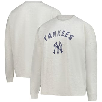 Women's Profile  Heather Gray New York Yankees Plus Size French Terry Pullover Sweatshirt