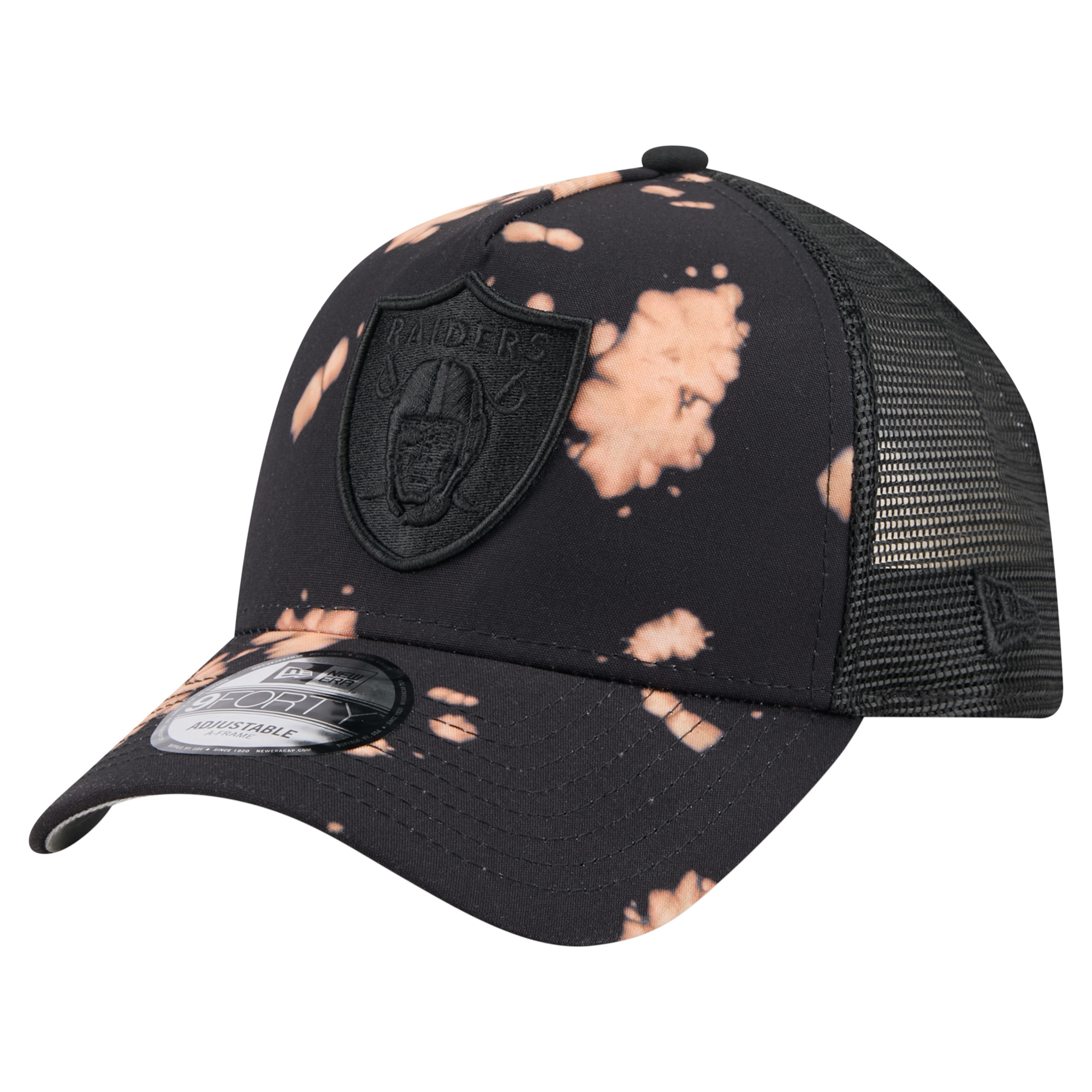 New Era Men's Black Las Vegas Raiders Bleached 9FORTY A-Frame Adjustable Hat - Black