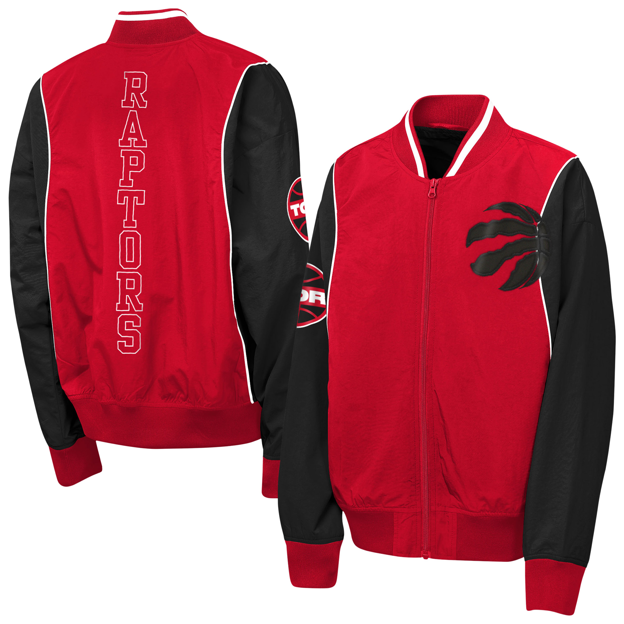 Youth Outerstuff Red/Black Toronto Raptors Two-Pointer Full-Zip Windbreaker Youth Outerstuff Red/Black Toronto Raptors Two-Pointer Full-Zip Windbreaker