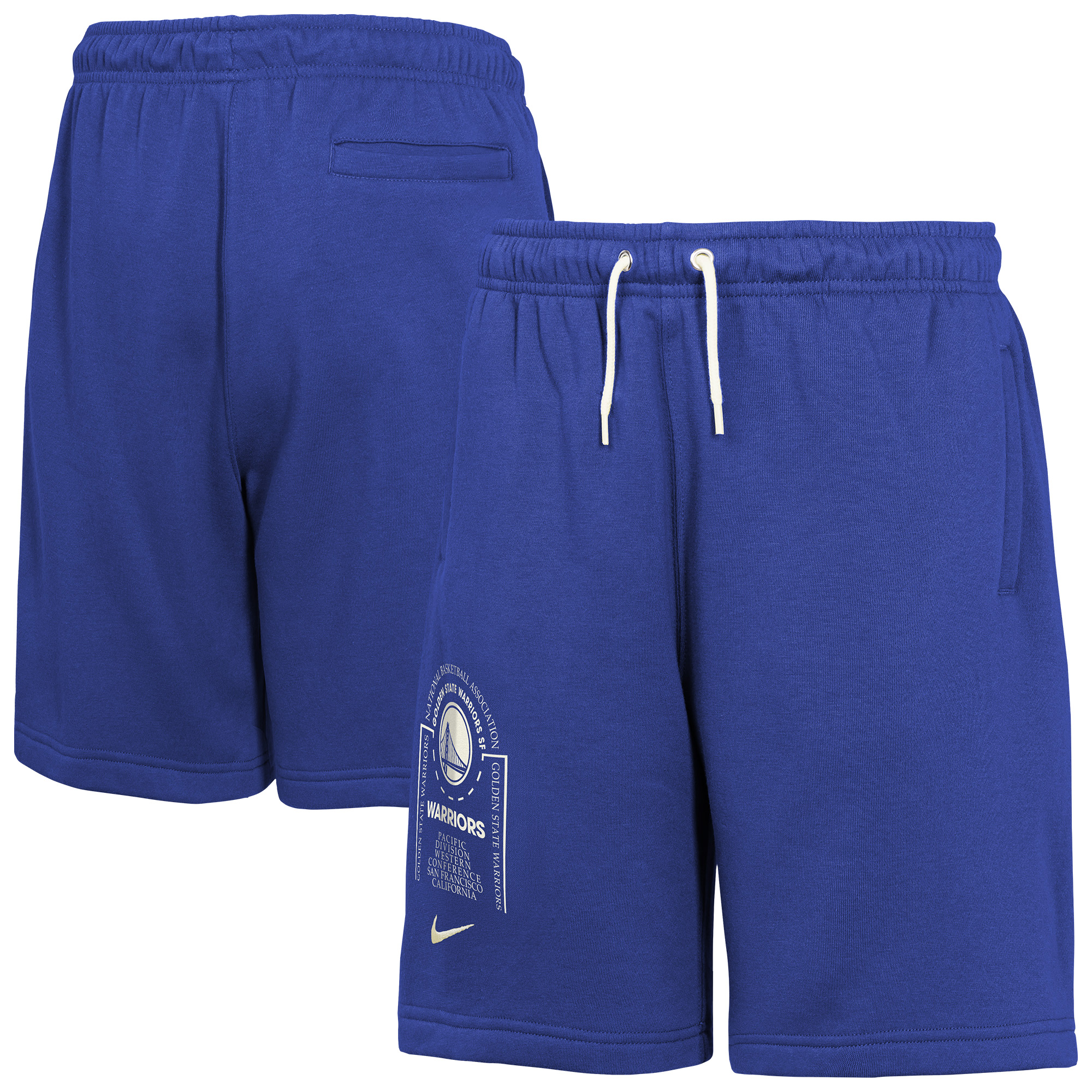 Youth Nike Royal Golden State Warriors Courtside Club Fleece Shorts
