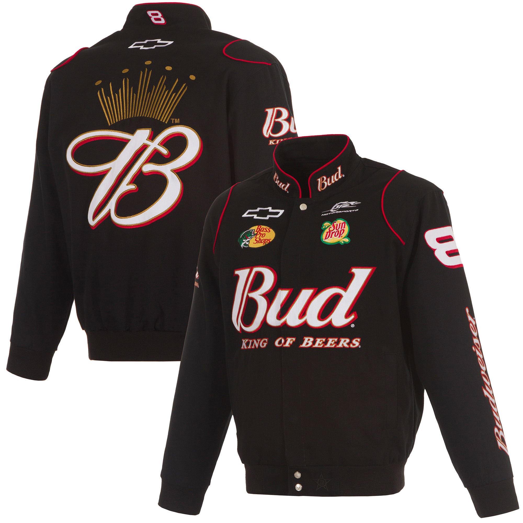 Men's JH Design Black Dale Earnhardt Jr. Budweiser Full-Snap Twill Jacket