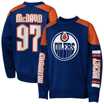 Youth Outerstuff Connor McDavid Navy Edmonton Oilers Best Defense Name & Number Crewneck Sweatshirt