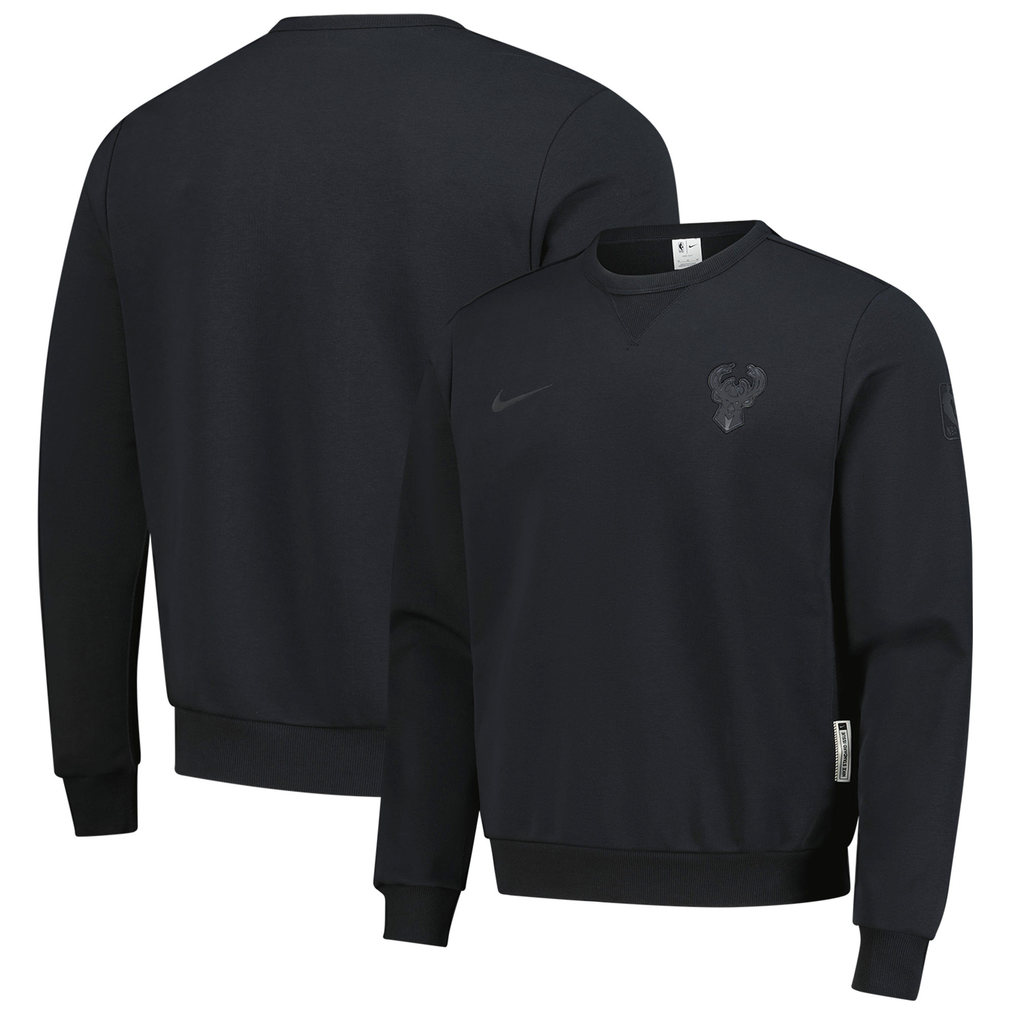 Men's Nike Black Milwaukee Bucks Authentic Standard Issue Travel Performance Pullover Sweatshirt