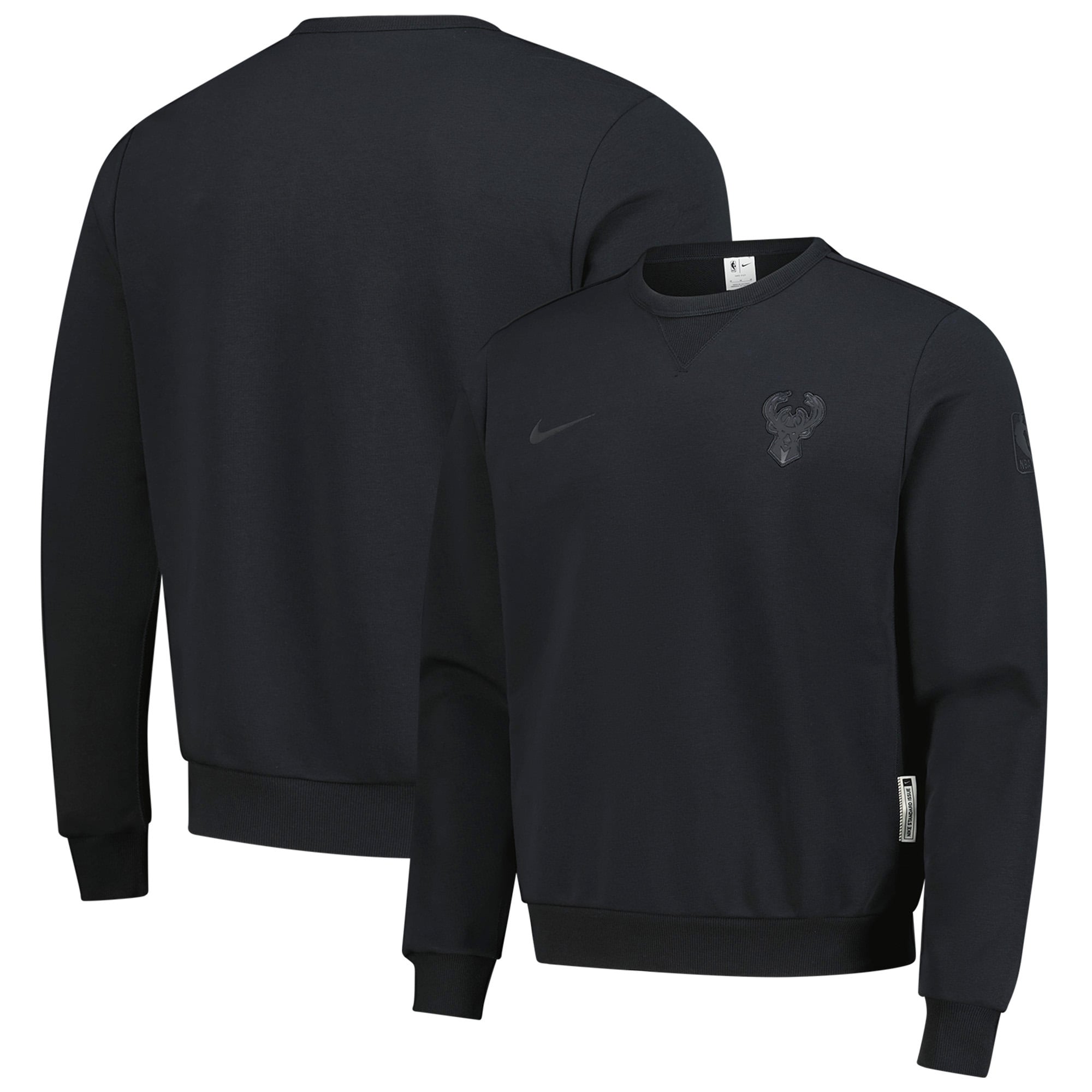 Men's Nike Black Milwaukee Bucks Authentic Standard Issue Travel Dri-FIT Sweatshirt