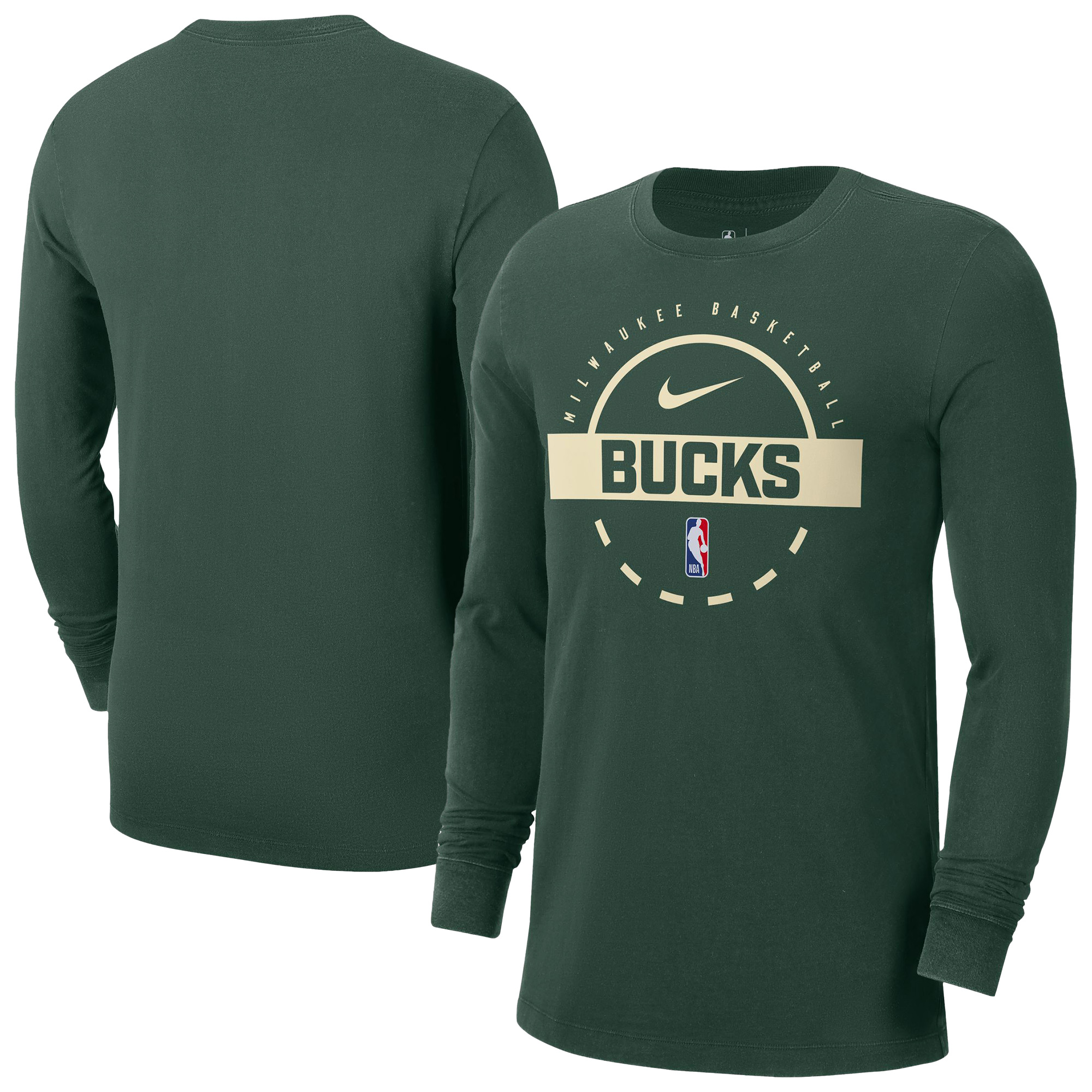 Men's Nike Hunter Green Milwaukee Bucks Authentic Long Sleeve Practice T-Shirt