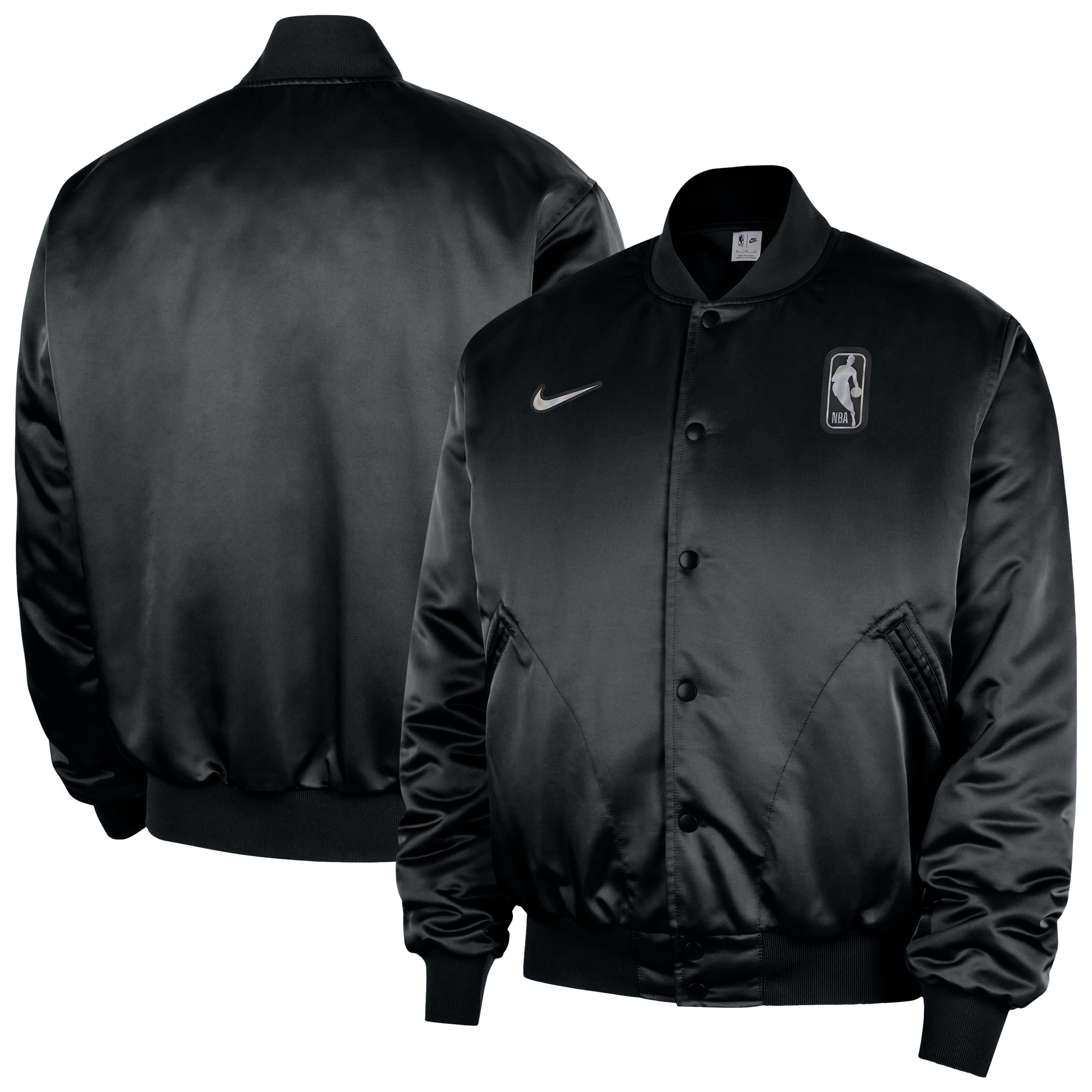 Men's Nike Black NBA Authentic Lenticular Woven Satin Full-Snap Therma-FIT Jacket