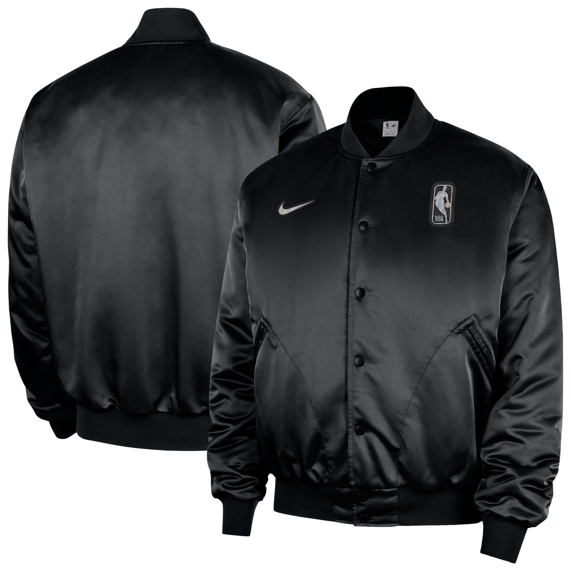 Men's Nike  Black NBA Authentic Lenticular Woven Satin Full-Snap Therma-FIT Jacket
