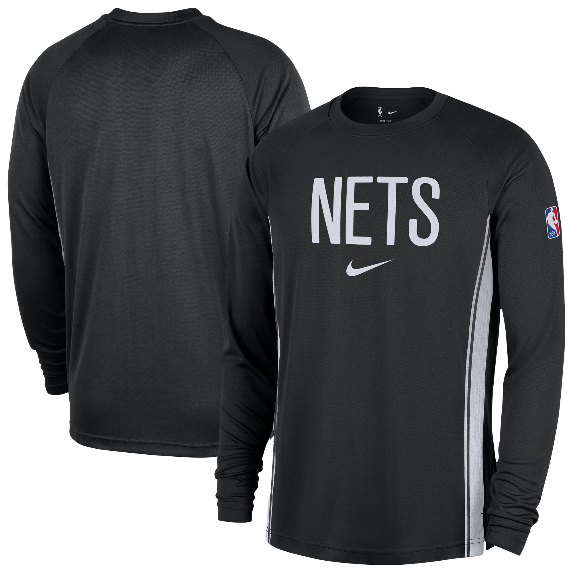 Men’s Nike Black Brooklyn Nets 2025/26 Authentic Pre-Game Legend Dri-FIT Long Sleeve Shooting Shirt Men’s Nike Black Brooklyn Nets 2025/26 Authentic Pre-Game Legend Dri-FIT Long Sleeve Shooting Shirt