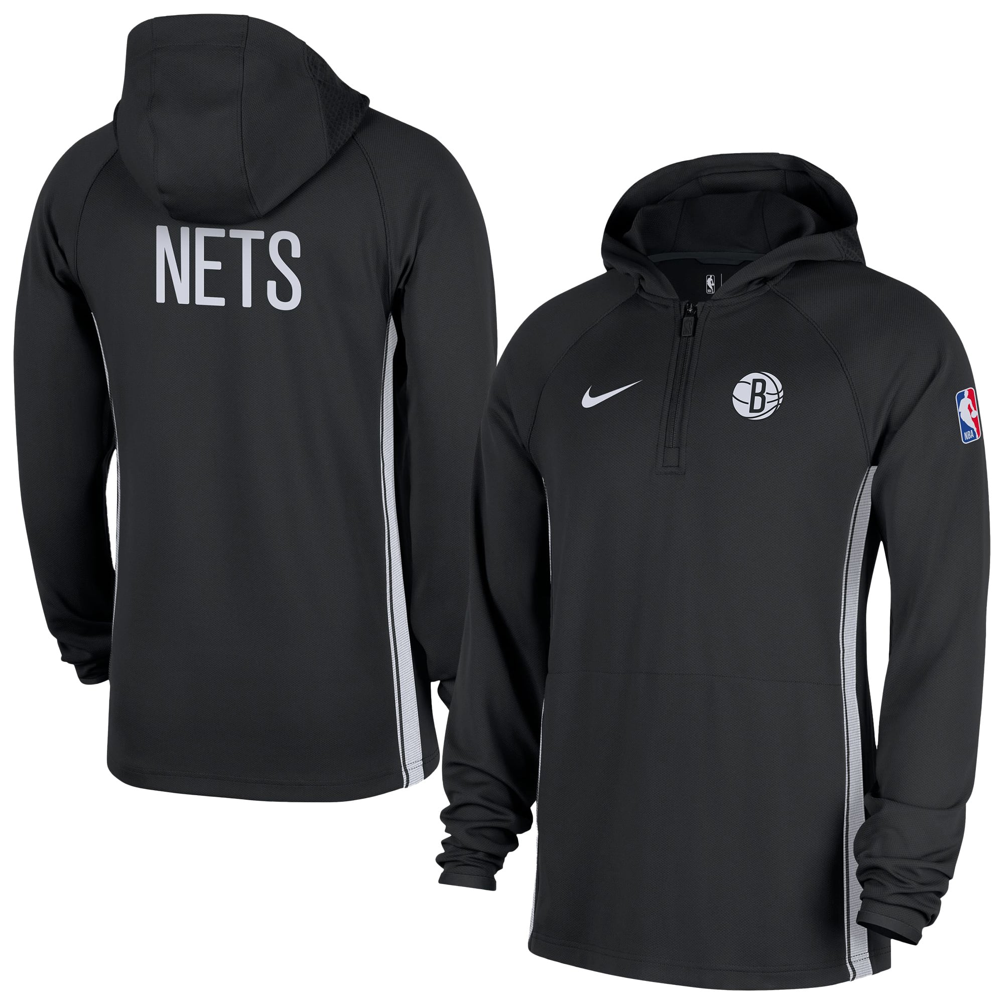 Men's Nike  Black Brooklyn Nets Authentic On Court Zone Quarter-Zip Dri-FIT Hoodie Jacket