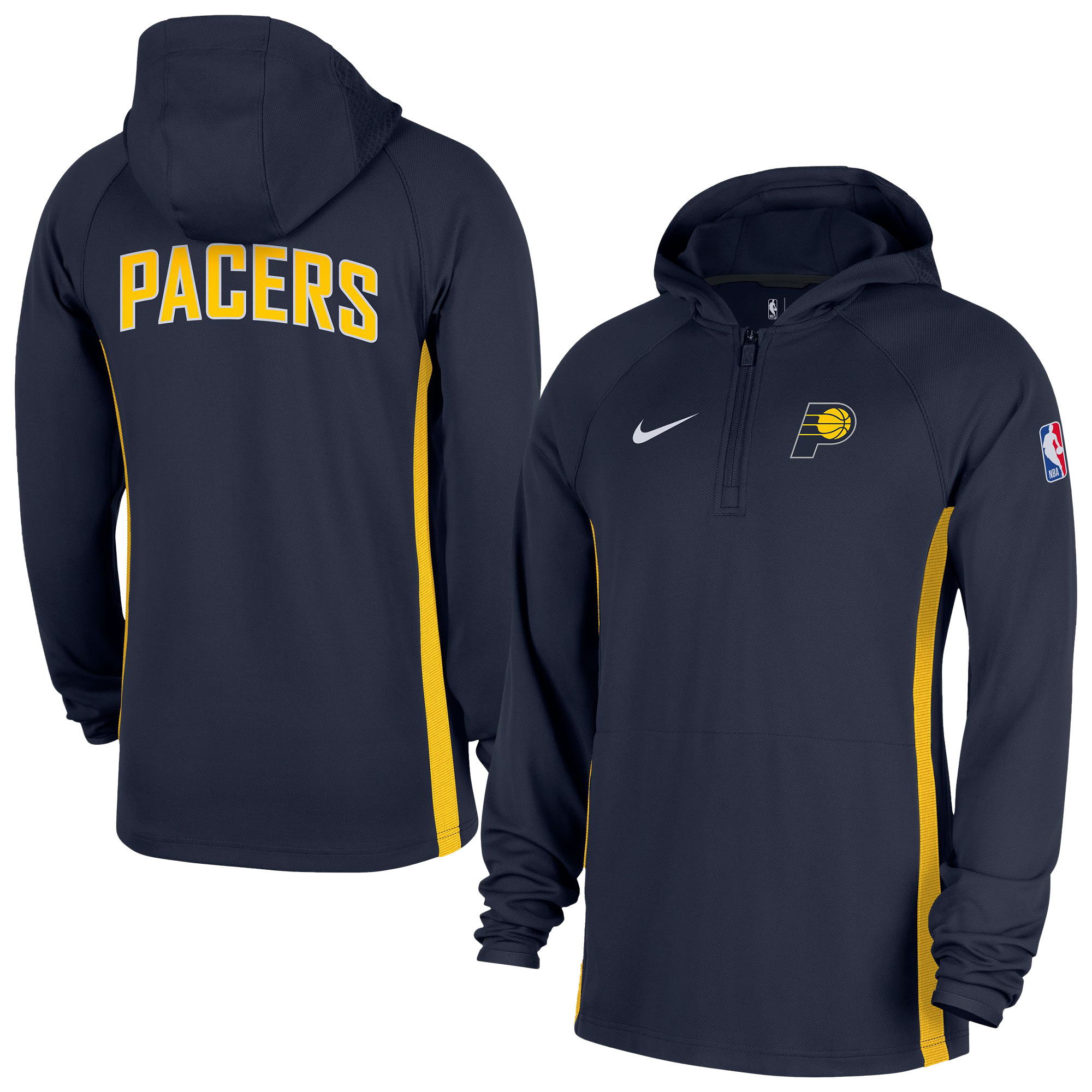 Men's Nike Navy Indiana Pacers Authentic On Court Zone Quarter-Zip Dri-FIT Hoodie Jacket