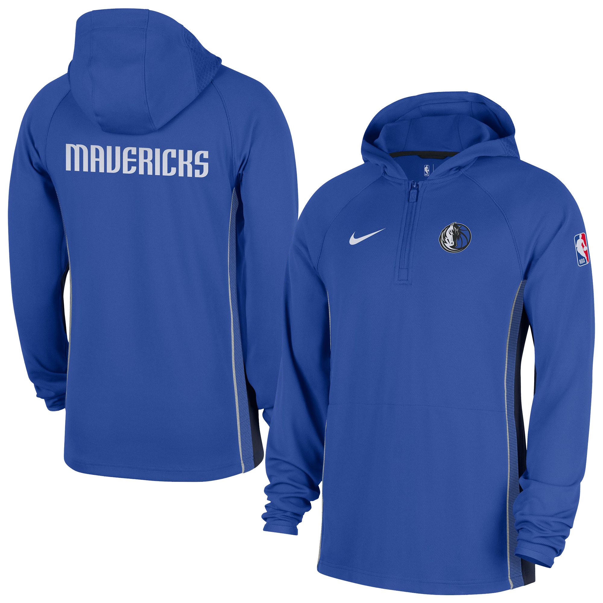 Men's Nike Royal Dallas Mavericks Authentic On Court Zone Quarter-Zip Dri-FIT Hoodie Jacket