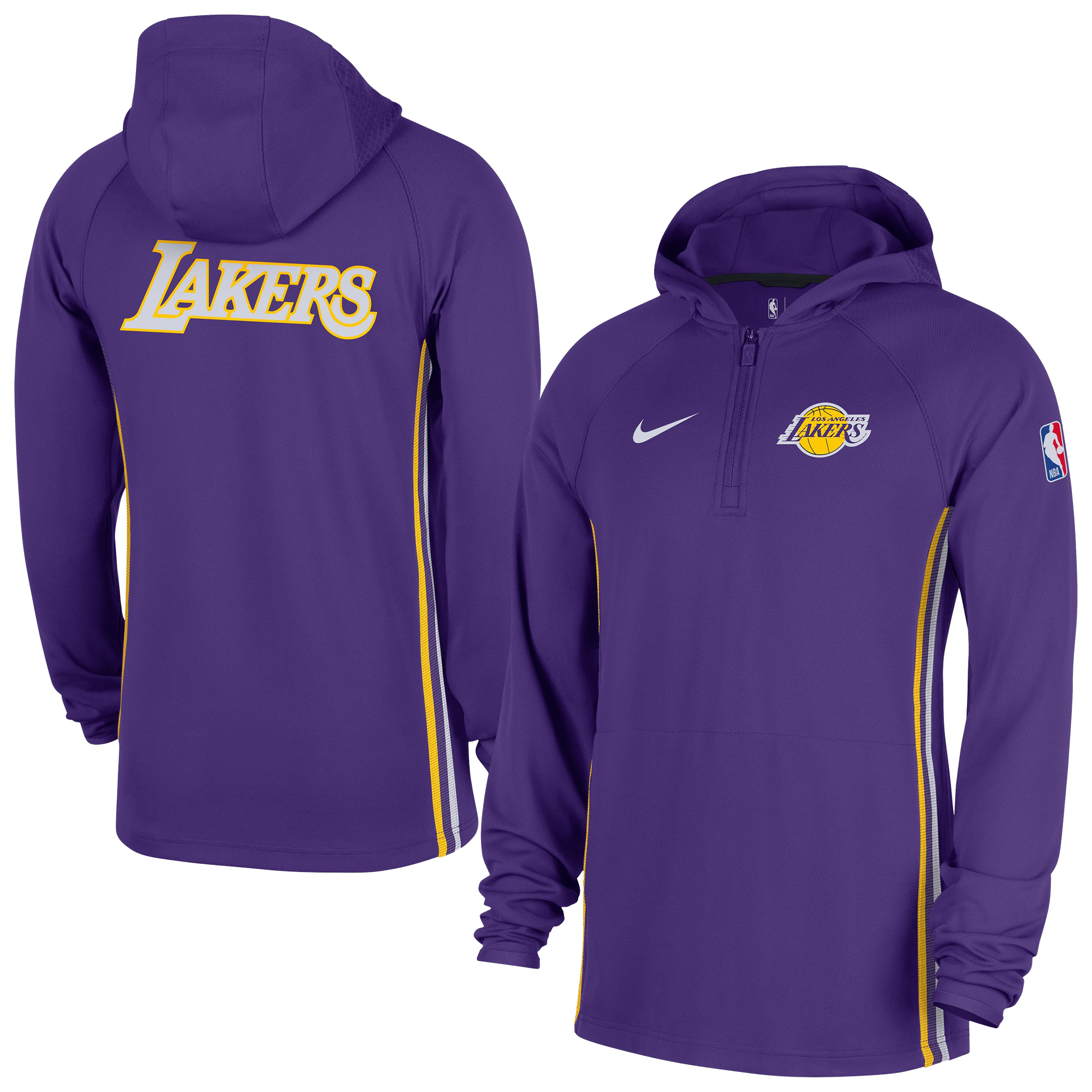 Men's Nike Purple Los Angeles Lakers Authentic On Court Zone Quarter-Zip Dri-FIT Hoodie Jacket