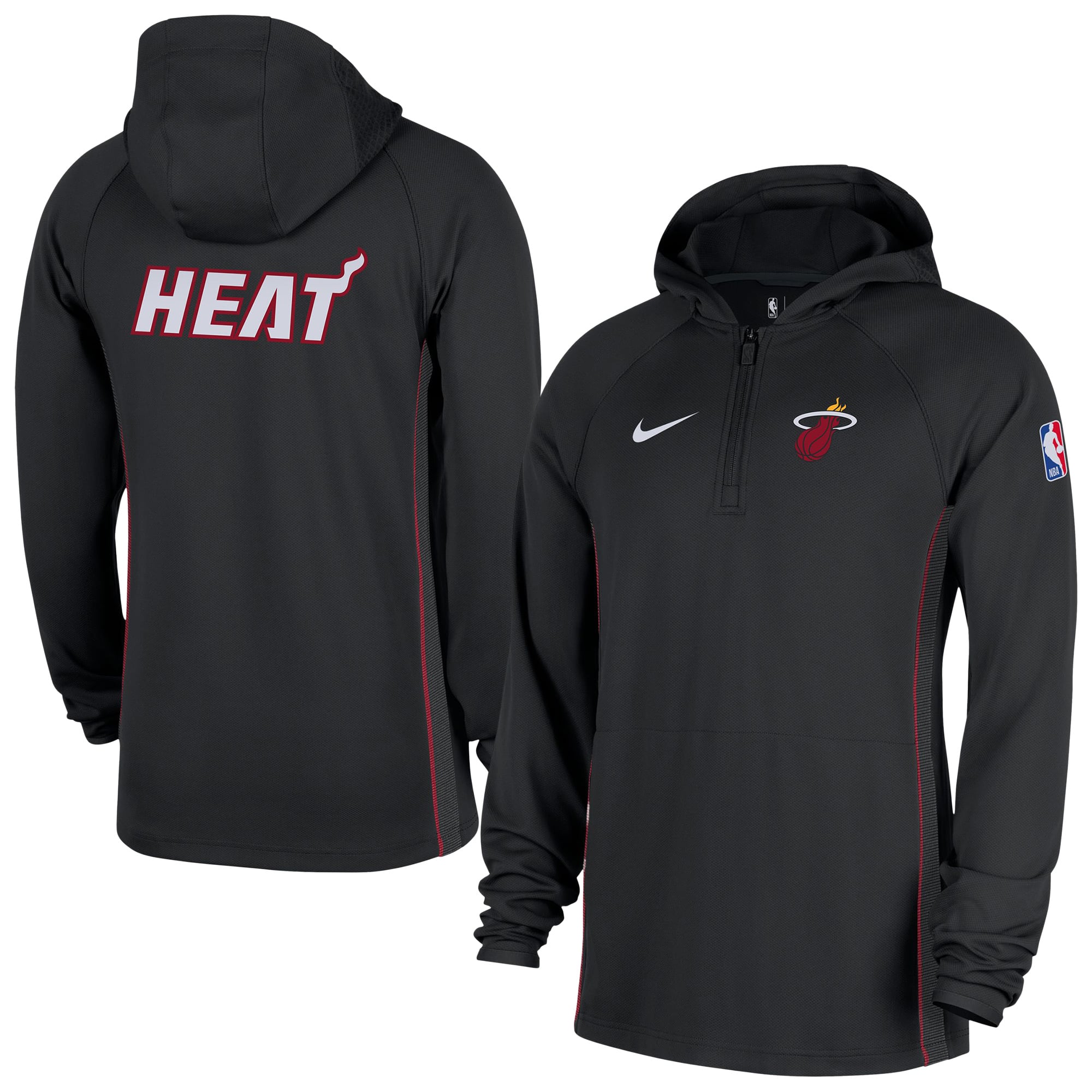 Men's Nike Black Miami Heat Authentic On Court Zone Quarter-Zip Dri-FIT Hoodie Jacket