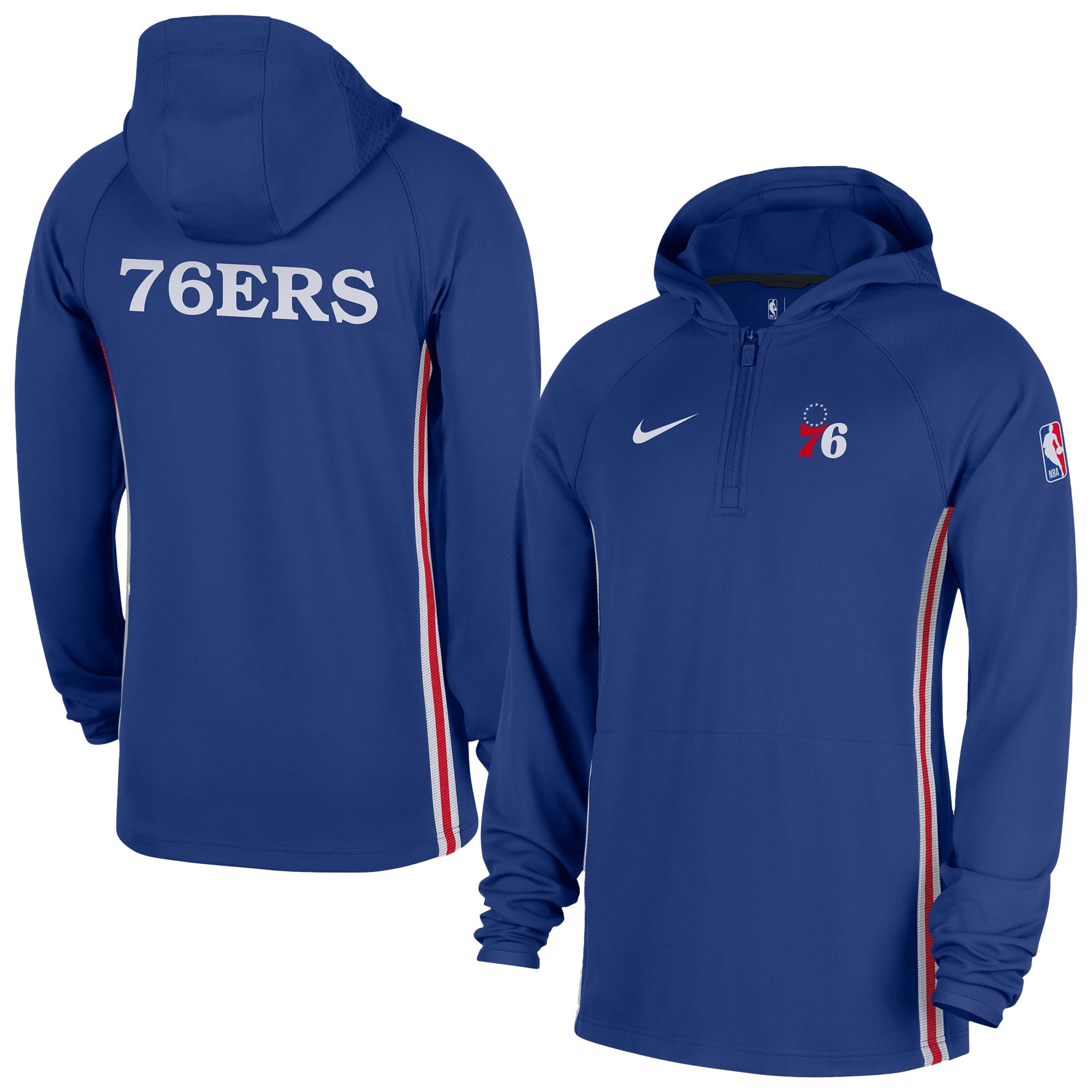 Men's Nike  Blue Philadelphia 76ers Authentic On Court Zone Quarter-Zip Dri-FIT Hoodie Jacket