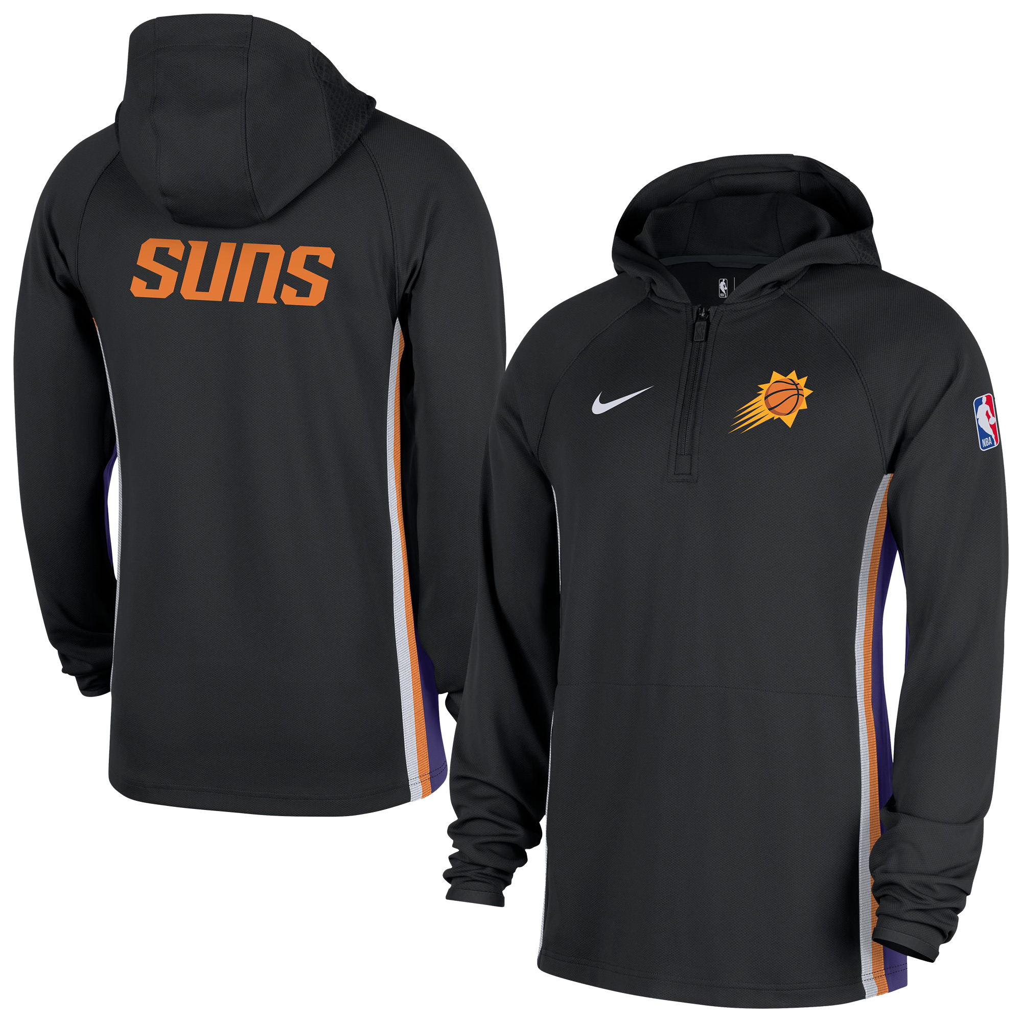 Men's Nike Black Phoenix Suns Authentic On Court Zone Quarter-Zip Dri-FIT Hoodie Jacket