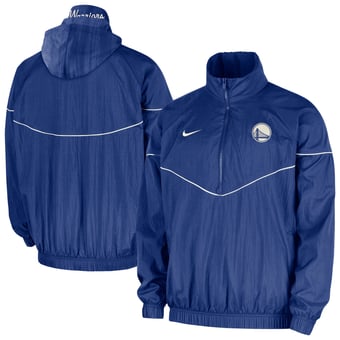 Men's Nike  Royal Golden State Warriors Courtside Windrunner Woven Half-Zip Hooded Jacket