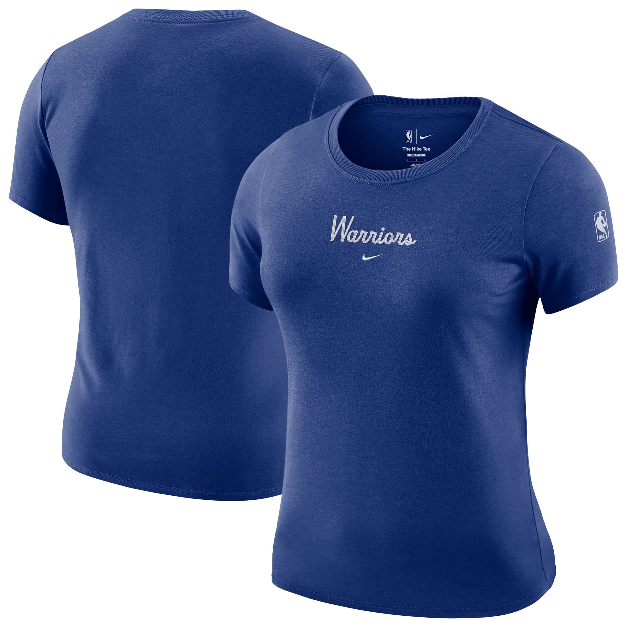 Nike Women's Royal Golden State Warriors Courtside Modest Cropped Tri-Blend T-Shirt - Royal