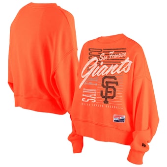 Women's New Era Orange San Francisco Giants Boxy Mineral Wash Dolmen Sleeve Cropped Sweatshirt