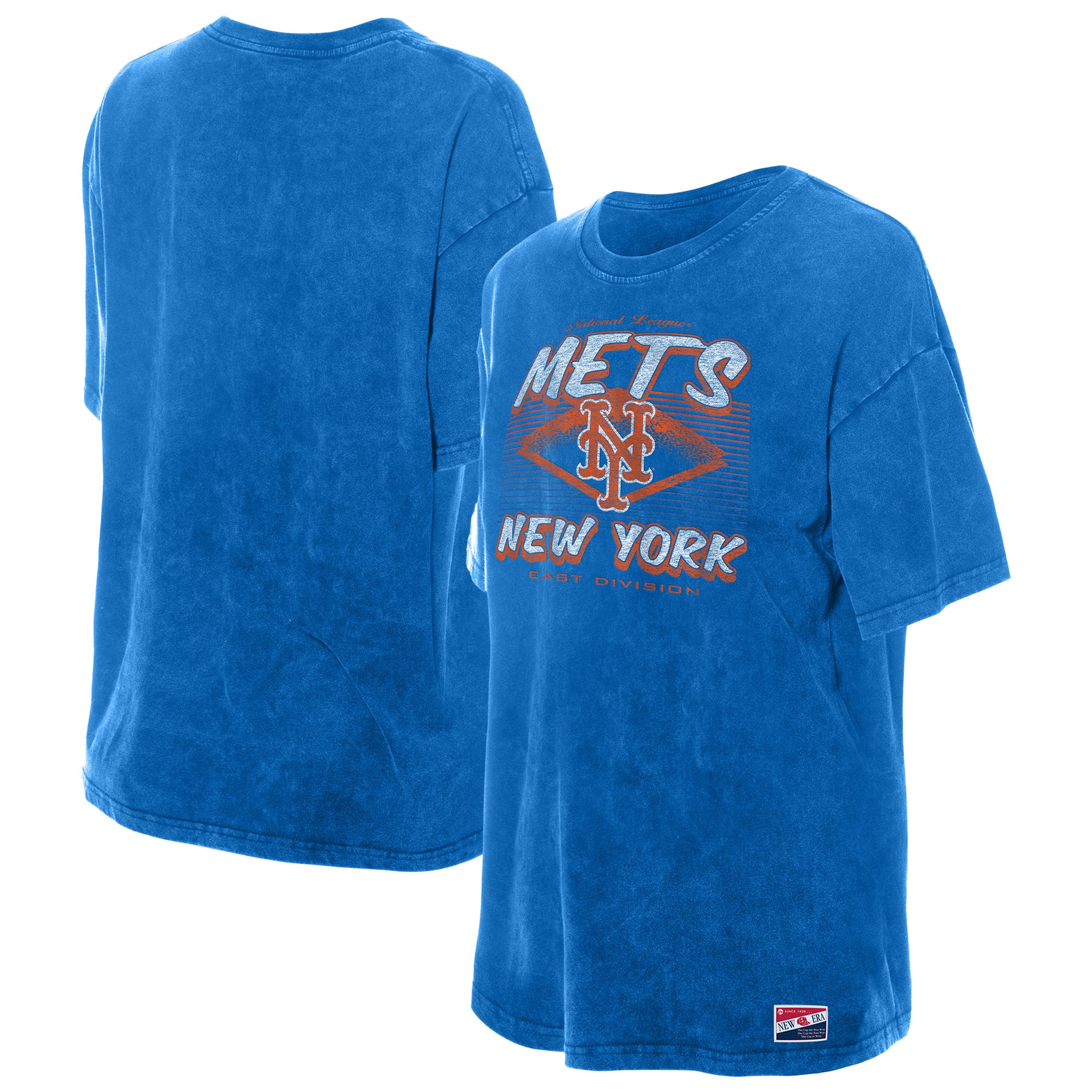 Women's New Era Blue New York Mets Mineral Wash Oversized T-Shirt