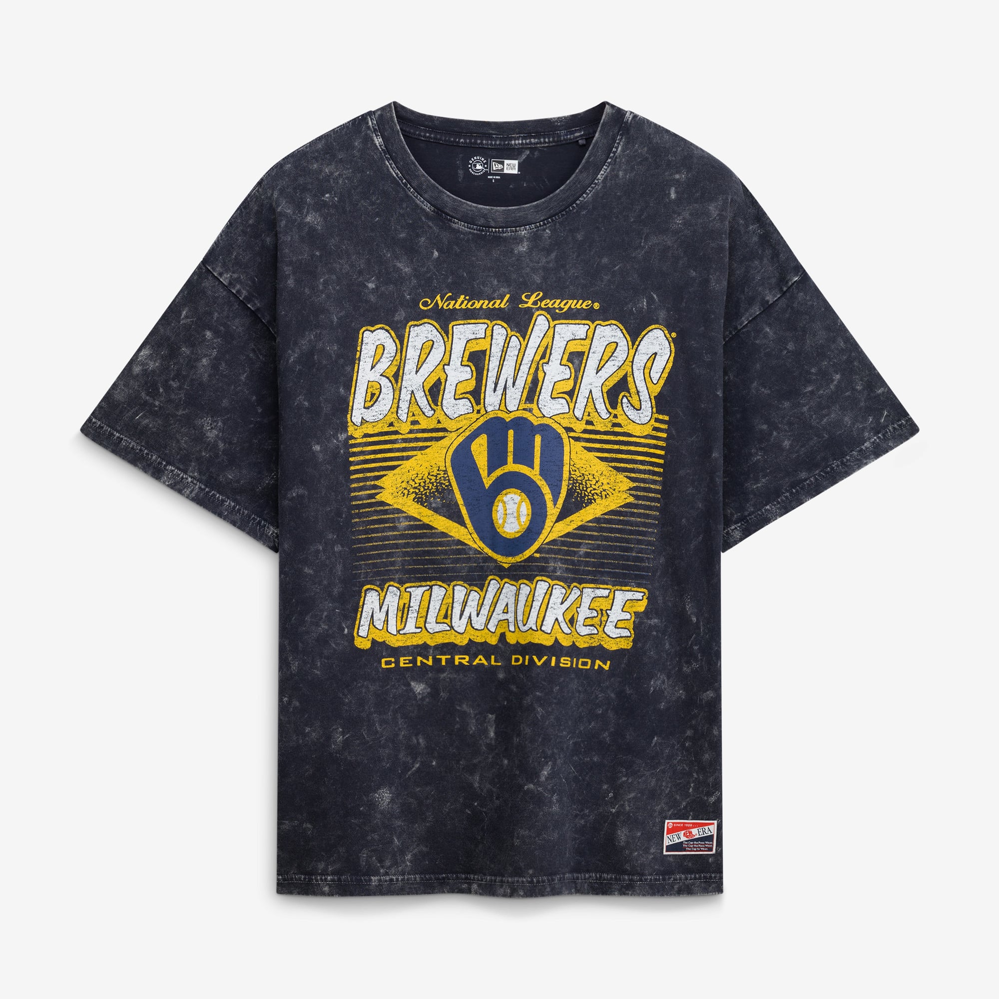 Women's New Era  Navy Milwaukee Brewers Mineral Wash Oversized T-Shirt