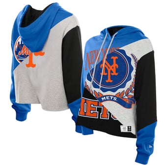 Women's New Era  New York Mets Upcycled Color Block Cropped Boxy Hoodie