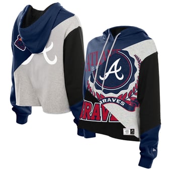 Women's New Era  Atlanta Braves Upcycled Color Block Cropped Boxy Hoodie