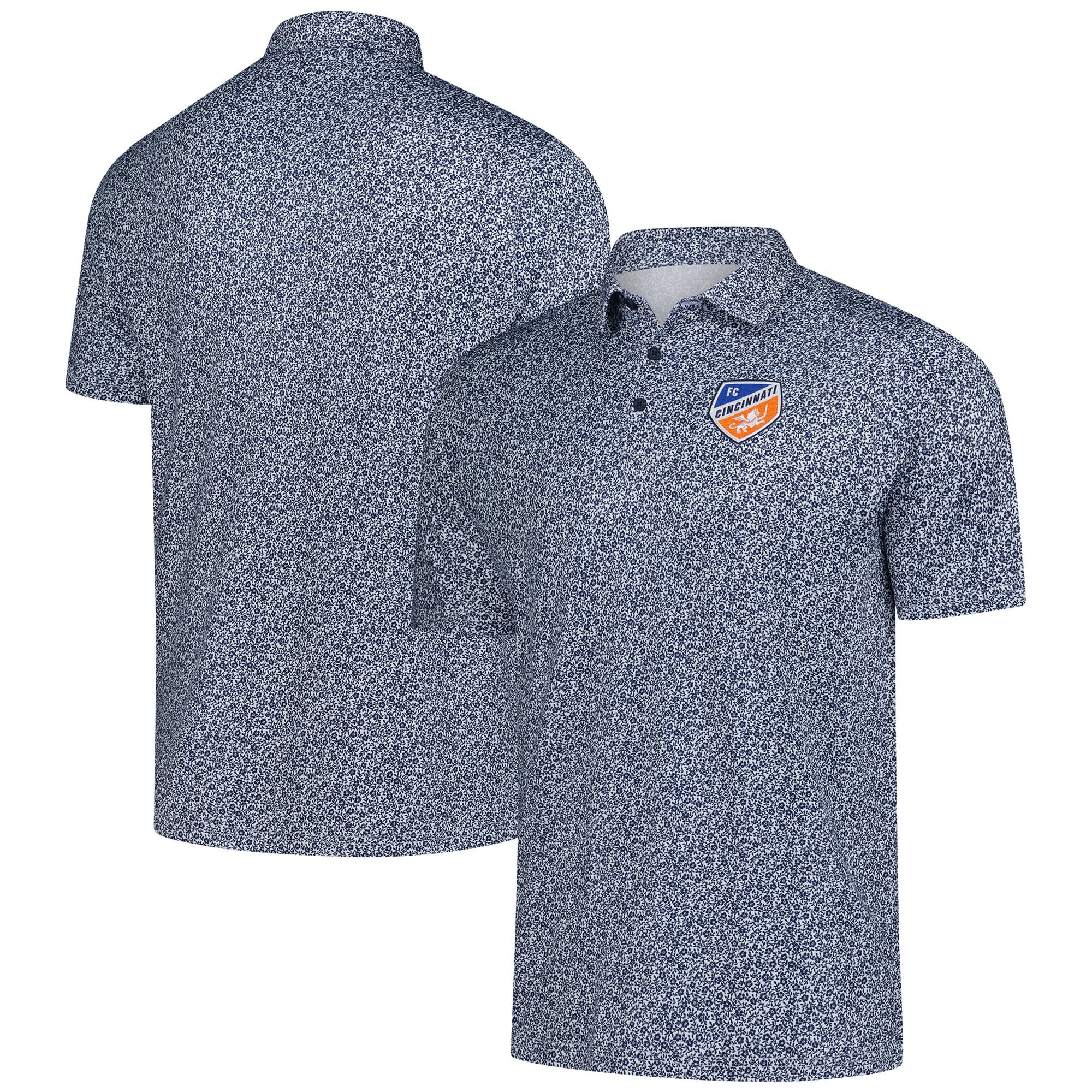 Men's Antigua Blue FC Cincinnati Field Ditsy Polo