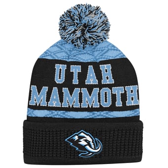 Utah Mammoth Black Puck Cuffed Knit Hat with Pom