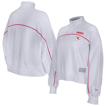 Women's New Era White Kansas City Chiefs Functional Fandom Quarter-Zip Sweatshirt