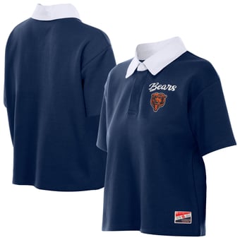 Women's New Era Navy Chicago Bears Throwback Boxy Cropped Polo