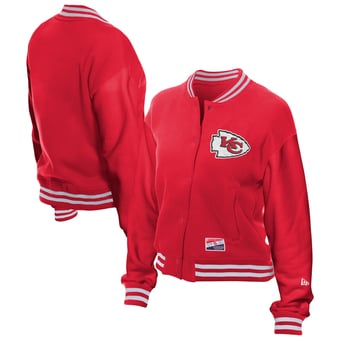 Women's New Era  Red Kansas City Chiefs Throwback Fleece Full-Snap Jacket