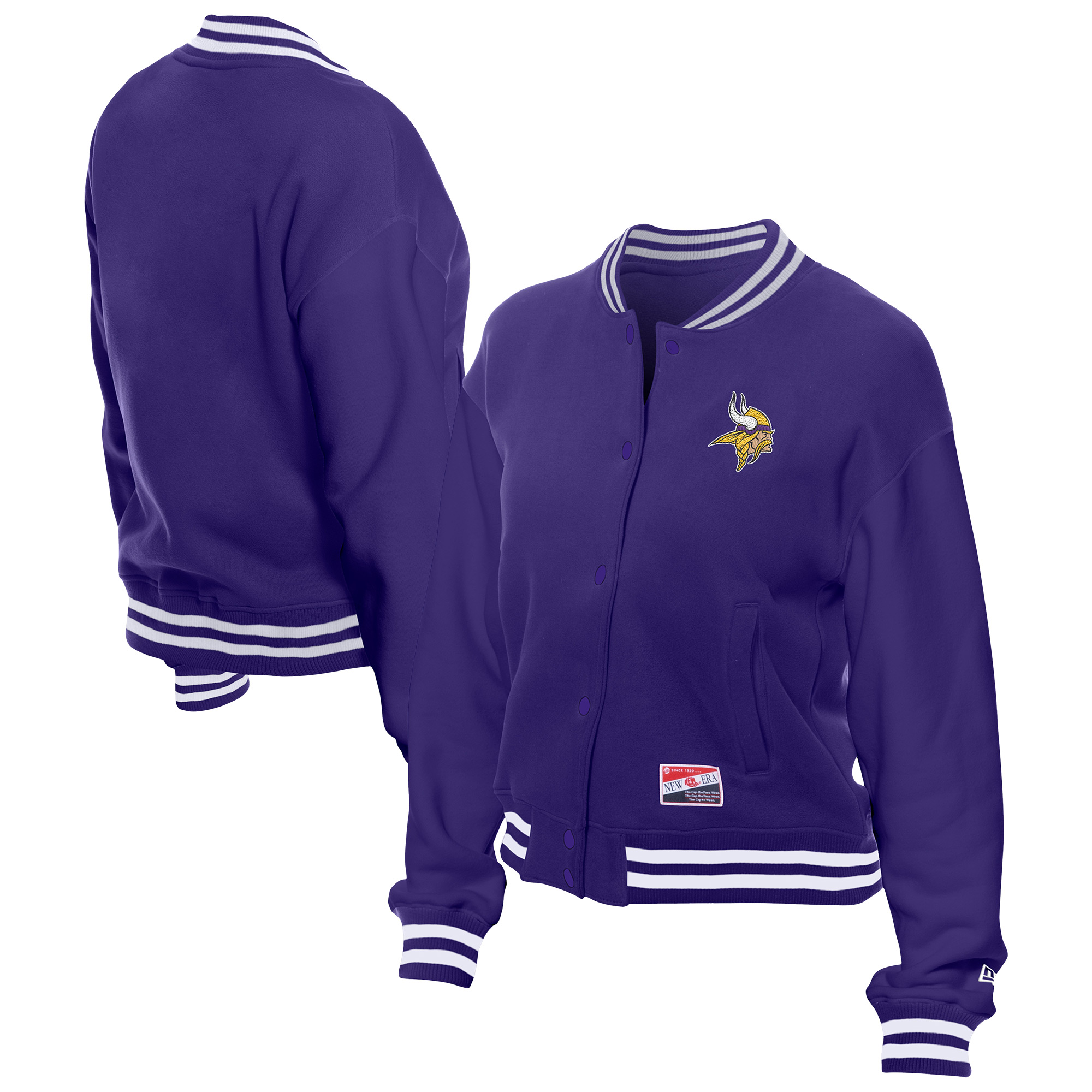 Women's New Era Purple Minnesota Vikings Throwback Fleece Full-Snap Jacket